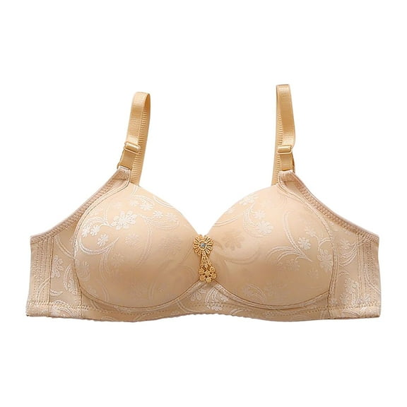 Gmluru Sports Bras for Women Breathable Solid Color No Steel Ring Push Up Underwear Daily Bra Beige Up to 65% Off!