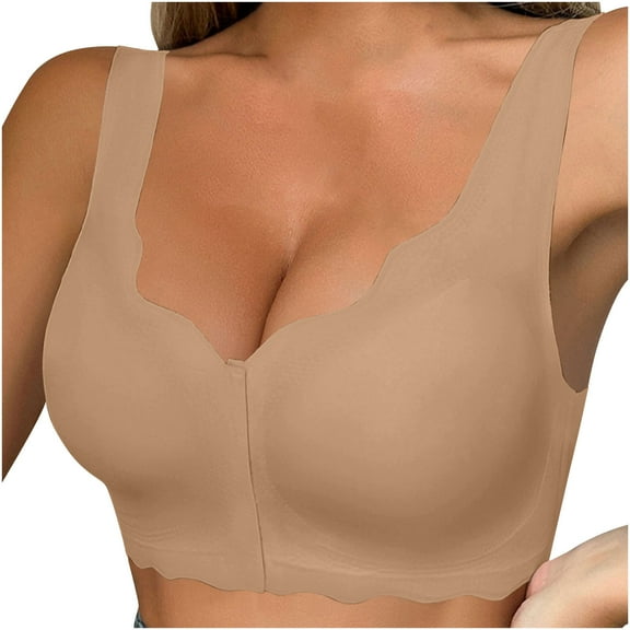 Gmluru Sports Bras for Women Breathable Underwear Front Buckle Push-Up Daily Bra Daily Bra Khaki Up to 65% Off!