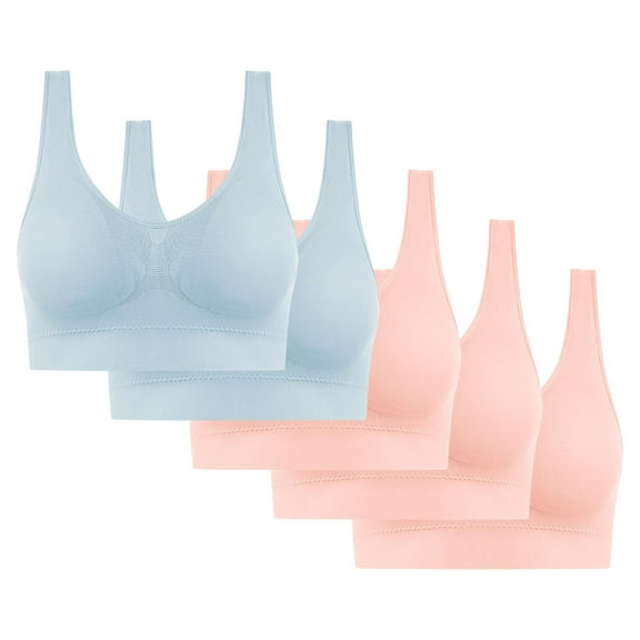 Gmluru Sports Bras for Women Comfortable Wire-Free Seamless Bra - Breathable Racerback With Light Lift, 5-Piece Pack Light Blue S-4XL Up To 65% Off!