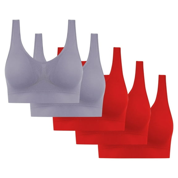 Gmluru Sports Bras for Women Comfortable Wire-Free Seamless Bra - Breathable Racerback With Light Lift, 5-Piece Pack Red S-4XL Up To 65% Off!