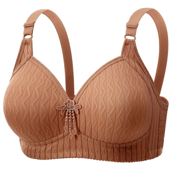 Gmluru Sports Bras for Women Non-Underwire Gathering Three Buckle Lactation Breathable Stretchy Underwear Daily Bra Brown Up to 65% Off!