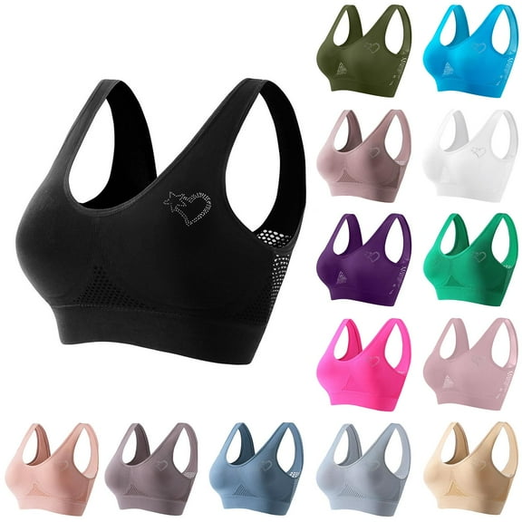Gmluru Sports Bras for Women Seamless Sports Bra Wirefree Yoga Bra With Removable Pads Black Up to 65% Off!