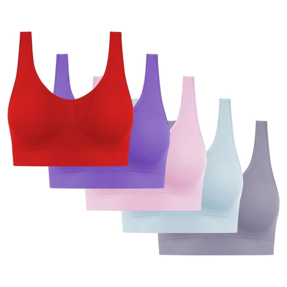 Gmluru Sports Bras for Women Ultra-Comfort Wireless Seamless Racerback Bra Breathable Light Lift Tank Style 5-Pack Gray (S) Up To 65% Off!