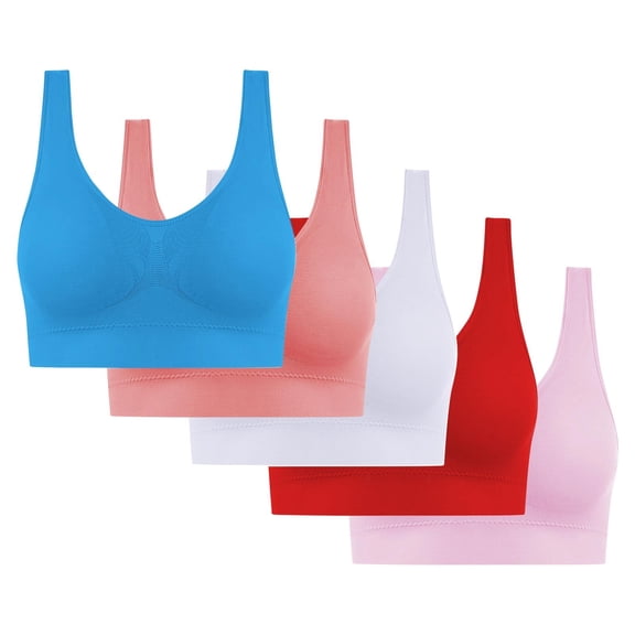 Gmluru Sports Bras for Women Ultra-Comfort Wireless Seamless Racerback Bra Breathable Light Lift Tank Style 5-Pack Pink (XL) Up To 65% Off!
