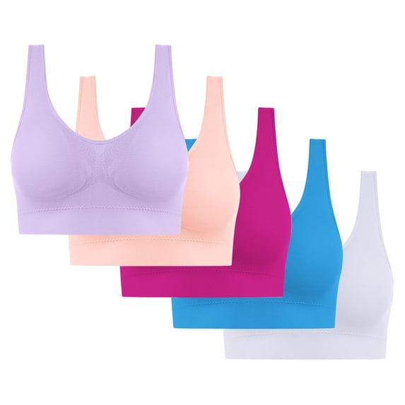 Gmluru Sports Bras for Women Ultra-Comfort Wireless Seamless Racerback Bra Breathable Light Lift Tank Style 5-Pack White (3XL) Up To 65% Off!