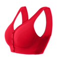 thumbnail image 1 of Gmluru Sports Bras for Women Underpants And Bra Without Underwire Cotton Gather Plussize Summer Thin Bra Front Button Vest Red, 1 of 9