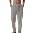 thumbnail image 1 of Gmluru Sweatpants for Men Linen Tightness Waist Broad Legs Long Comfortable Athletic Pants with Pockets for Active Wear Gray M-3XL, 1 of 6