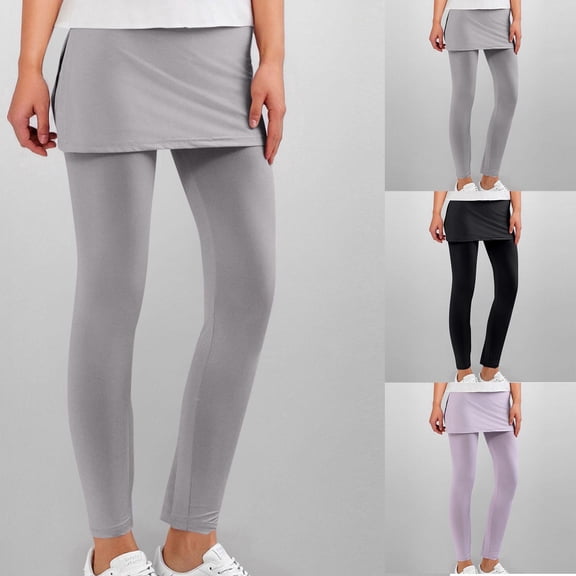 Gmluru Wide Leg Pants Woman Yoga Pants Gray Elastic Waist Solid Casual With Outing Capris Loose Casual Pants M