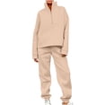 thumbnail image 1 of Gmluru Women 2 Piece Outfits Sweatsuit Oversized Solid Color Classic Versatile Shirt Straight Pants Set Long Sleeved Round Neck Shirt Set Plus Size Travel Clothes Tracksuit Beige L, 1 of 8