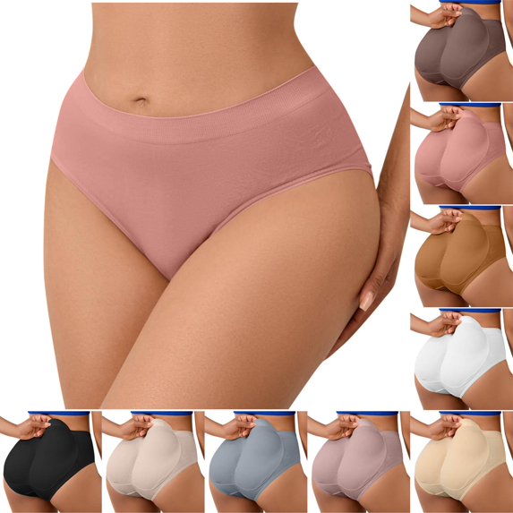 Gmluru Women'S Panties Solid Color Shapewear Pant Fake Hip Pants With Sponge Waist Pad Sexy Briefs Pink Underwear Plus Size 3XL