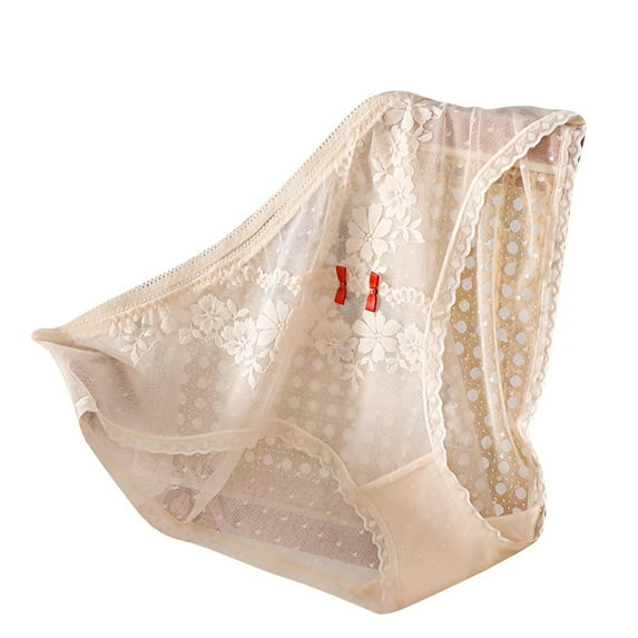 Gmluru Women'S Underwear Plus Size Solid Color Sexy Lace Beige Breathable Comfortable Panties 3XL