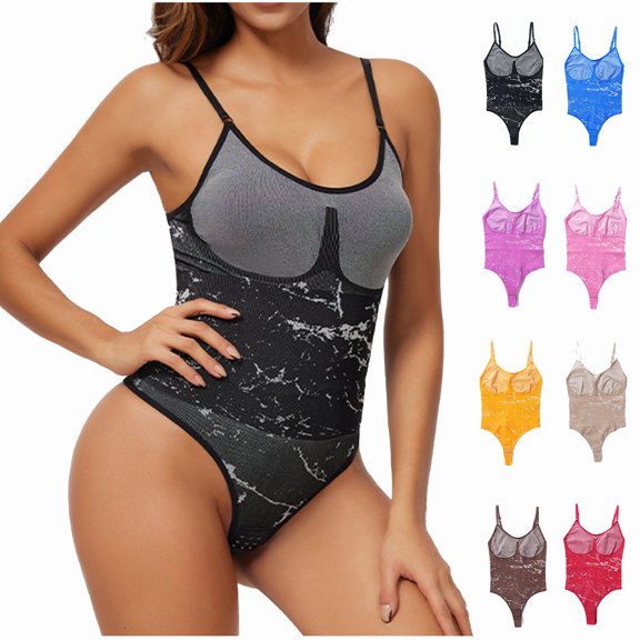 Gmluru Women Shapewear Tummy Control Bodysuit Adjustable Shoulder Strap Tight Fitting Hip Lifting And Shaping Jumpsuit Black S-3XL