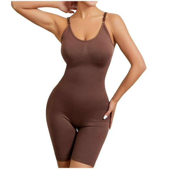 Gmluru Women Shapewear Tummy Control Bodysuit Body Shaping Bodysuit Adjustable Tight Hip Lift Coffee S-3XL