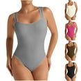 thumbnail image 1 of Gmluru Women Shapewear Tummy Control Bodysuit Sexy Tight Fitting Casual Solid Yoga Jumpsuit Shorts Corset Gray S-L, 1 of 7