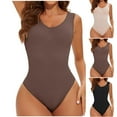 thumbnail image 1 of Gmluru Women Shapewear Bodysuit Solid Color Camisole Seamless Waist Cinching Bodysuit Triangular Coffee S-3XL, 1 of 5