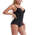 thumbnail image 1 of Gmluru Women Shapewear Tummy Control Bodysuit Solid Color Mesh Gauze Splicing Together Perspective Lrregular Wrap The Chest Waist Bodysuit Black S-2XL, 1 of 6