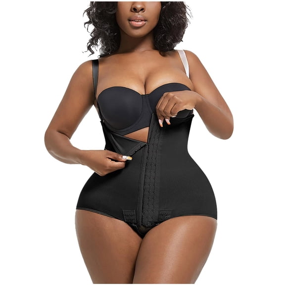 Gmluru Women Shapewear Tummy Control Bodysuit Solid Color Sexy Waist Cinching Clothing Fitness Sports Jumpsuit With Chest Cushion Black S-3XL