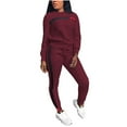 thumbnail image 1 of Gmluru Women's 2 Piece Set Solid Color Splicing Sports Set Plus Size Lounge Sets Winter Wine L, 1 of 5