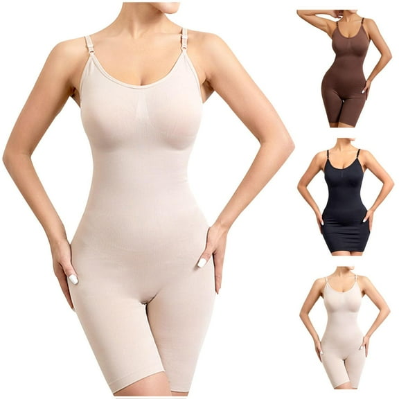 Gmluru Women's Bra Free Bodysuits Body Shaping Bodysuit Adjustable Tight Hip Lift Khaki Tummy Control Shapewear S-3XL