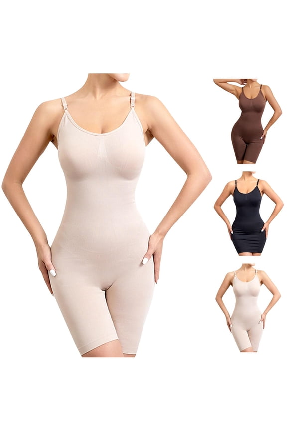 Women's Bra Free Bodysuits Body Shaping Bodysuit Adjustable Tight Hip Lift Khaki Tummy Control Shapewear S-3XL