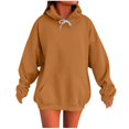 thumbnail image 1 of Gmluru Women's Hoodies Sweatshirts Cute Solid Color Round Neck Long Sleeved Top Loose Pullover Shirts with Pocket Brown S-2XL, 1 of 6