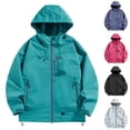 thumbnail image 1 of Gmluru Women's Long Hooded Rain Jacket Man Solid Color Windproof Water Prooft Zipper Pocket Drawstring Outdoor Raincoat Windbreaker Plus Size Green S-3XL, 1 of 8