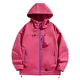 thumbnail image 1 of Gmluru Women's Rain Jacket Man Solid Color Windproof Water Prooft Zipper Pocket Drawstring Fall And Winter Travel Jacket Pink S-3XL, 1 of 8