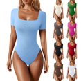 thumbnail image 1 of Gmluru Women's Shapewear Bodysuit Sexy Tight Fitting Casual Solid Yoga Jumpsuit Shorts Corset Sky Blue S-XL, 1 of 4