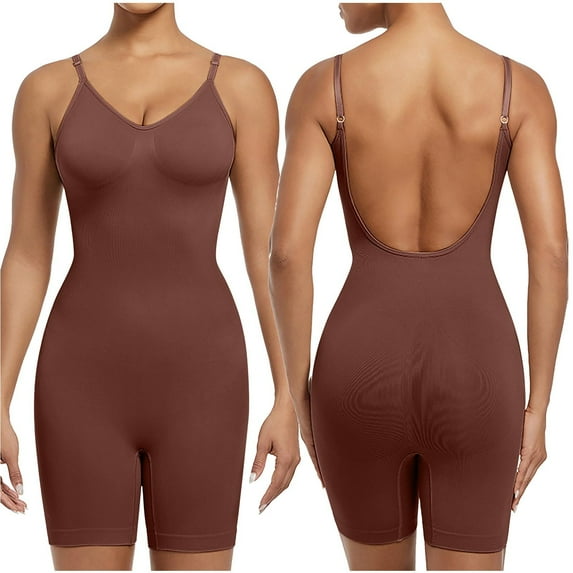 Gmluru Women's Shapewear Bodysuit Solid Color Fitness Exercise High Elasticity Tight Fitting Corset Yoga Underwear Coffee Tummy Control S-3XL