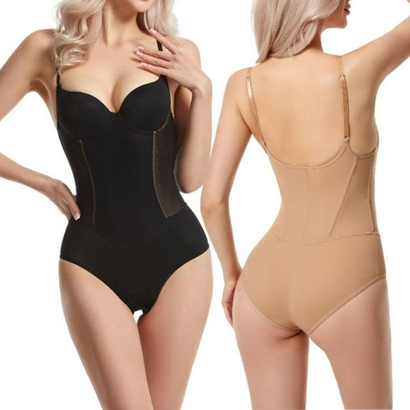Gmluru Women's Shapewear Bodysuit Thin Style Lace Sexy Transparent Shoulder Strap Chest Support Bodysuit Black Tummy Control S-2XL