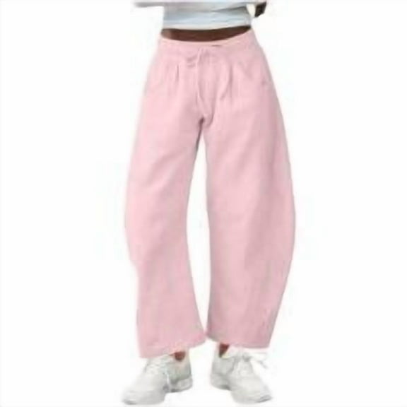 Gmluru Women's Sweatpants Athletic Solid Barrel Waisted Casual Trousers with Pants Drawstring Athletic Joggers Pink (S)