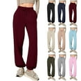 thumbnail image 1 of Gmluru Women's Wide Leg Pants Solid-Color Casual Sporty Style Pocket Elastic Waist Drawstring Comfortable Sweatpants Trousers Business Work Casual Pants Wine S-2XL, 1 of 9