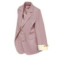 thumbnail image 1 of Gmluru Womens Blazers Pink Slim Solid Color Lapel Button Long Sleeve Suit Jacket Business Casual S-3XL, 1 of 4