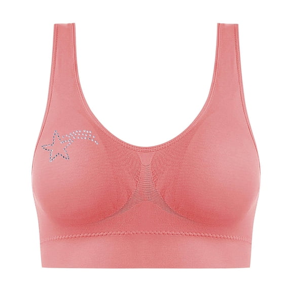 Gmluru Womens Bras Hot Drill Comfortable Non - Underwire Comfortable One - Piece Gathering Non - Trace Vest Type Breathable Bra Underwear Watermelon Red Up to 65% Off!