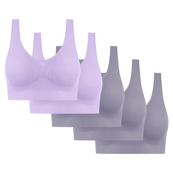 Gmluru Womens Bras Ultra-Comfort Wireless Seamless Racerback Bra Breathable Light Lift Tank Style 5-Pack Gray S-4XL