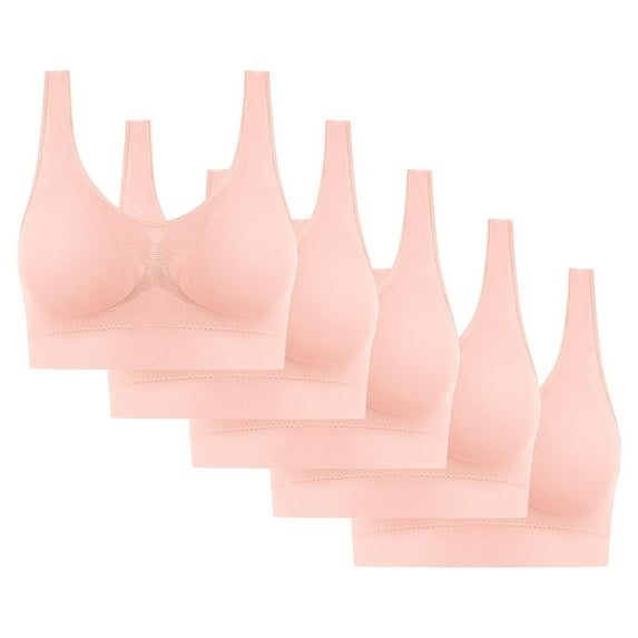 Gmluru Womens Bras Ultra-Comfort Wireless Seamless Racerback Bra Breathable Light Lift Tank Style 5-Pack Pink (M)