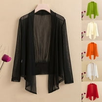 Gmluru Womens Cardigan Casual Loose Blouses Solid Color Top Long Sleeved Mesh Black Outfits Fall Fashion 2025 Clothing 4XL