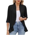 thumbnail image 1 of Gmluru Womens Cardigan Casual Spring And Solid Color Coat 3/4 Sleeve Ruffled Black Outfits Fall Fashion 2025 Clothing 2XL, 1 of 9