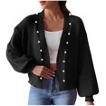 thumbnail image 1 of Gmluru Womens Cardigan Solid Color-Neck Fall And Winter Loose Sweater Long Sleeve Top Coat Black Outfits Fall Fashion 2025 Clothing S, 1 of 7