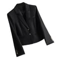 thumbnail image 1 of Gmluru Womens Casual Blazers Black Solid Color Lapel Button Elegant Suit Jacket Lightweight Suit S-4XL, 1 of 8