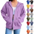 thumbnail image 1 of Gmluru Womens Hoodies Casual Blouse Long Sleeve Pockets Hoodied Tops Loose Hooded Sweatshirt with Pocket Purple 3XL, 1 of 7
