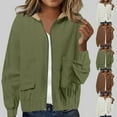 thumbnail image 1 of Gmluru Womens Oversized Jacket Solid Color Hooded Corduroy Casual Zipper Long Sleeved Top 2025 Winter Fashion Clothes Army Green M-3XL, 1 of 7
