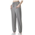 thumbnail image 1 of Gmluru Yoga Pants Women Gray Solid Color Fallow Ventilate Lace-up Pocket Elastic Exercise Running Casual Sweatpants M, 1 of 8