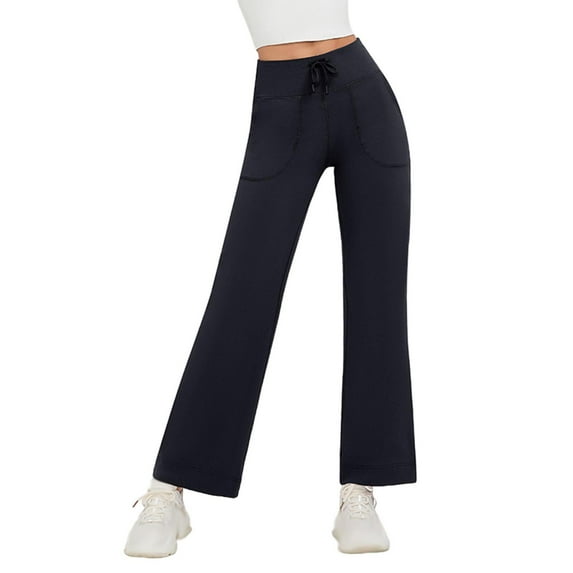 Gmluru Yoga Pants for Women Black Long Solid Color Hip Lift Fitness High Waist Elastic Exercise Elastic Waist Comfortable 2XL