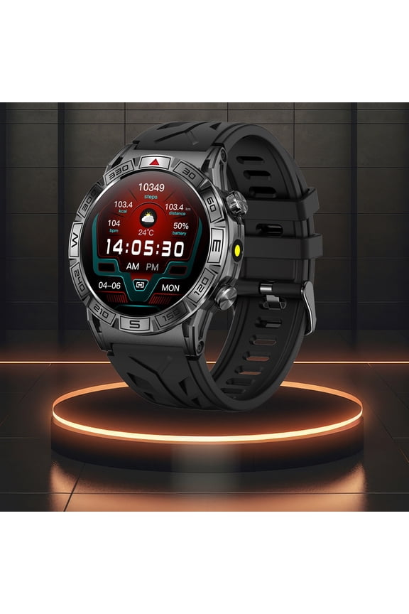 1.43 HD Screen With Built-in Compass Flashlight Bluetooth Call Reminder Long-lasting Battery Life Multifunctional Waterproofs Smartwatch Black