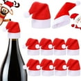 thumbnail image 1 of Gmogad 10pcs Mini Christmas Hat Set, Festive Bottle Toppers and Cutlery Covers, Red Fabric Santa Hats for Party Table Decorations, Holiday Dinner Accessories and Gift Box Packaging, 1 of 7