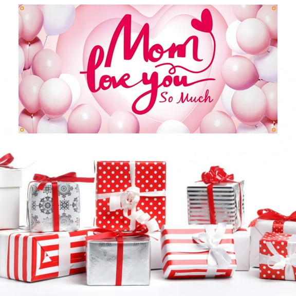 Gmogad 180x90cm Large Polyester Mother's Day Backdrop Hanging Decoration Flag for Party Venue Wedding Indoor Outdoor Home Wall Decor Background Cloth