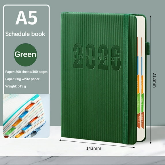 Gmogad 2026 Weekly Planner Notebook, Hardcover Calendar and Daily Planner with Monthly Tabs, Dotted Pages, Ribbon Markers, and Elastic Closure, Ideal for School, Office, or Personal Organization