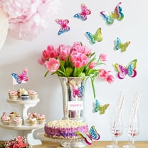 Gmogad 3D Butterfly Wall Stickers, Gradient Glitter Bedroom Living Room Decor, Removable Peel & Stick Art for Home Office, 6-Piece Set, DIY Room Upgrade