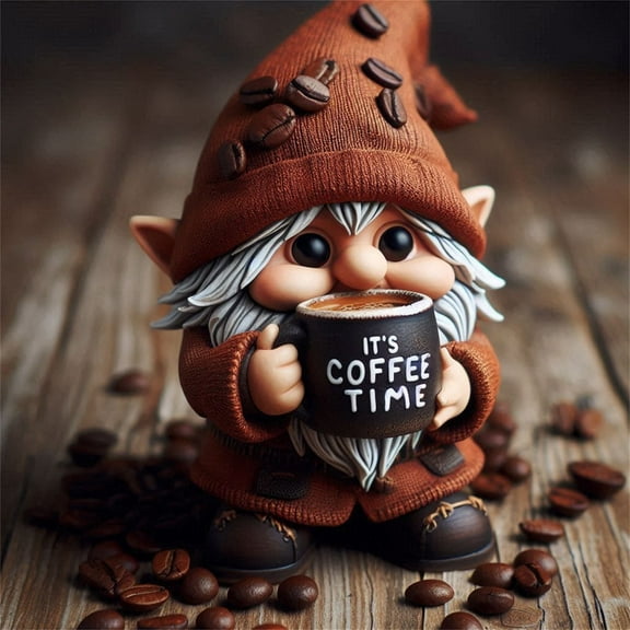Gmogad 3D Coffee Gnome Ornament Cute Resin Figurine Coffee Table Desk Kitchen Decoration Miniature Coffee Lover Gift Home Ornament Creative Office Decor for Coffee Enthusiasts Barista Birthday Gift